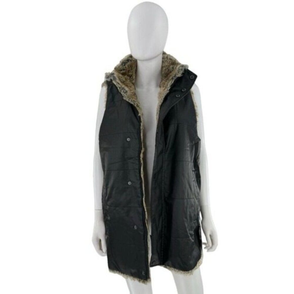 Tuckernuck NEW Faux Fur Reversible Full Zip Baker Brown Tan Vest Size M - Picture 4 of 9